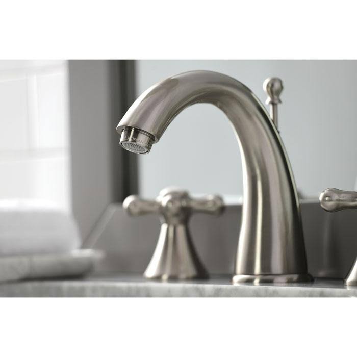 Satin Nickel Widespread Two Handle Lavatory Faucet with Brass Pop-Up K64097