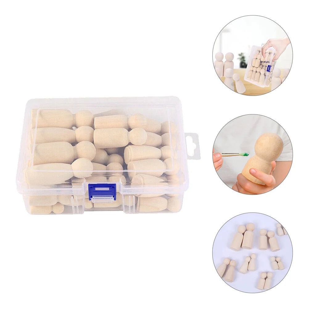 50pcs Unfinished Wood Peg Dolls (Khaki) C399