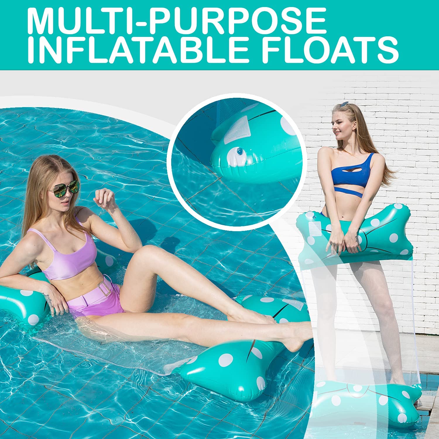 Turquoise Inflatable Pool Float Lounger F645