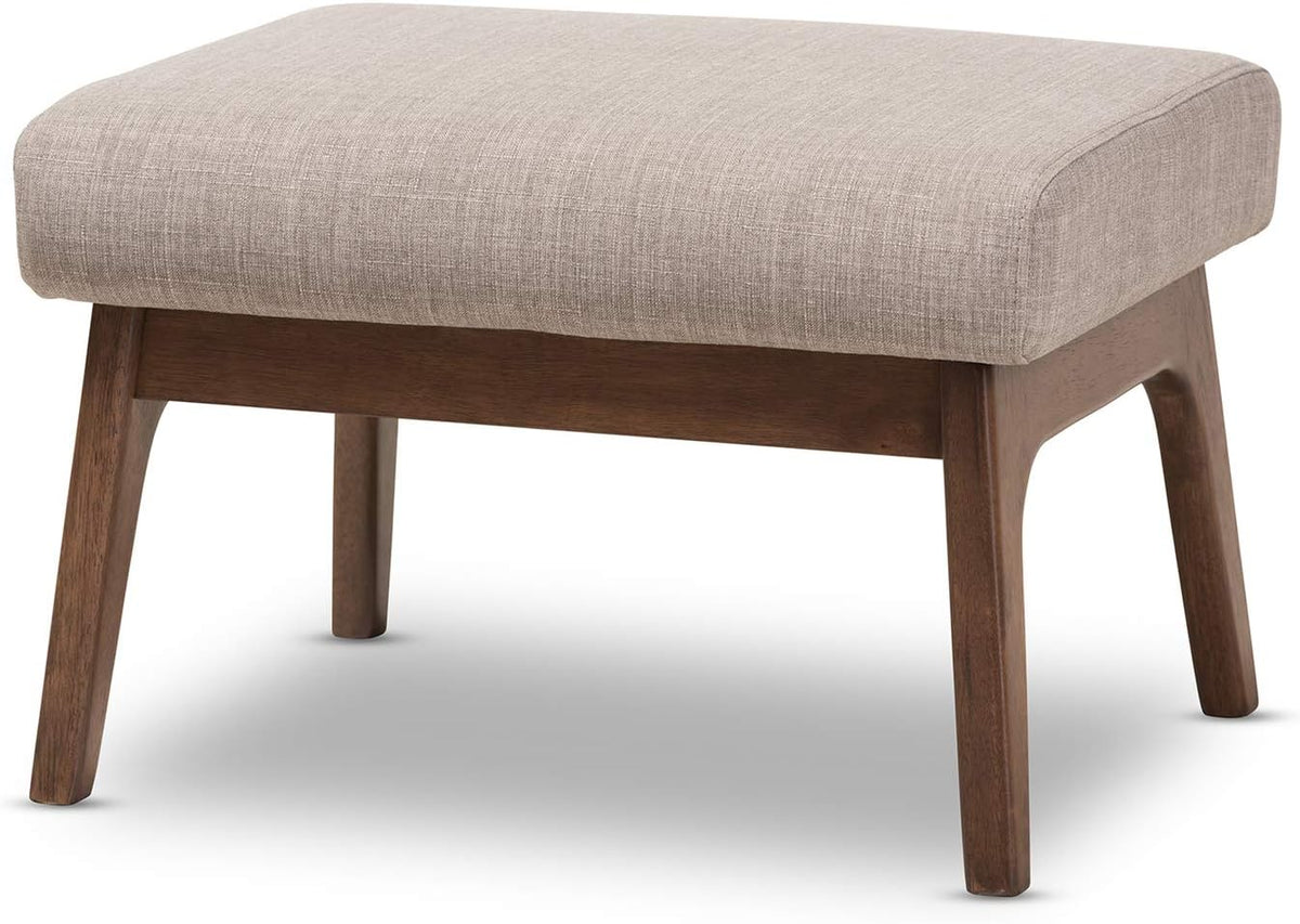 Light Grey Walnut Brown Fabric Polyester Ottoman Pack of 2 F39447