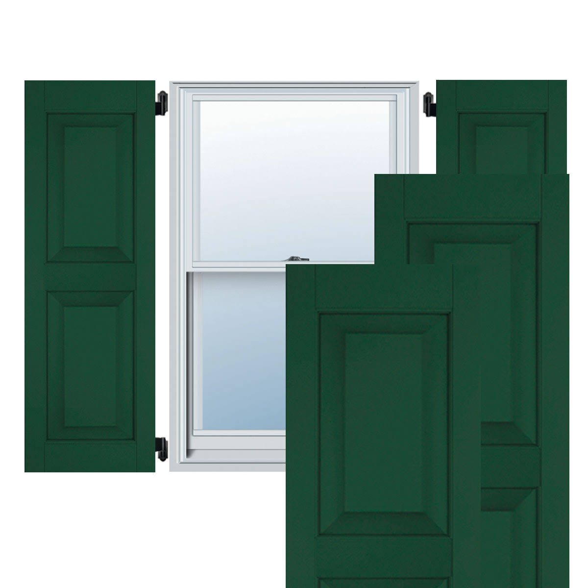 18 in. x 48 in. Exterior Real Wood Raised Panel Shutters Pair L523343