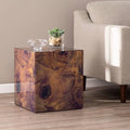Brown Wood Cube Accent Table C963611
