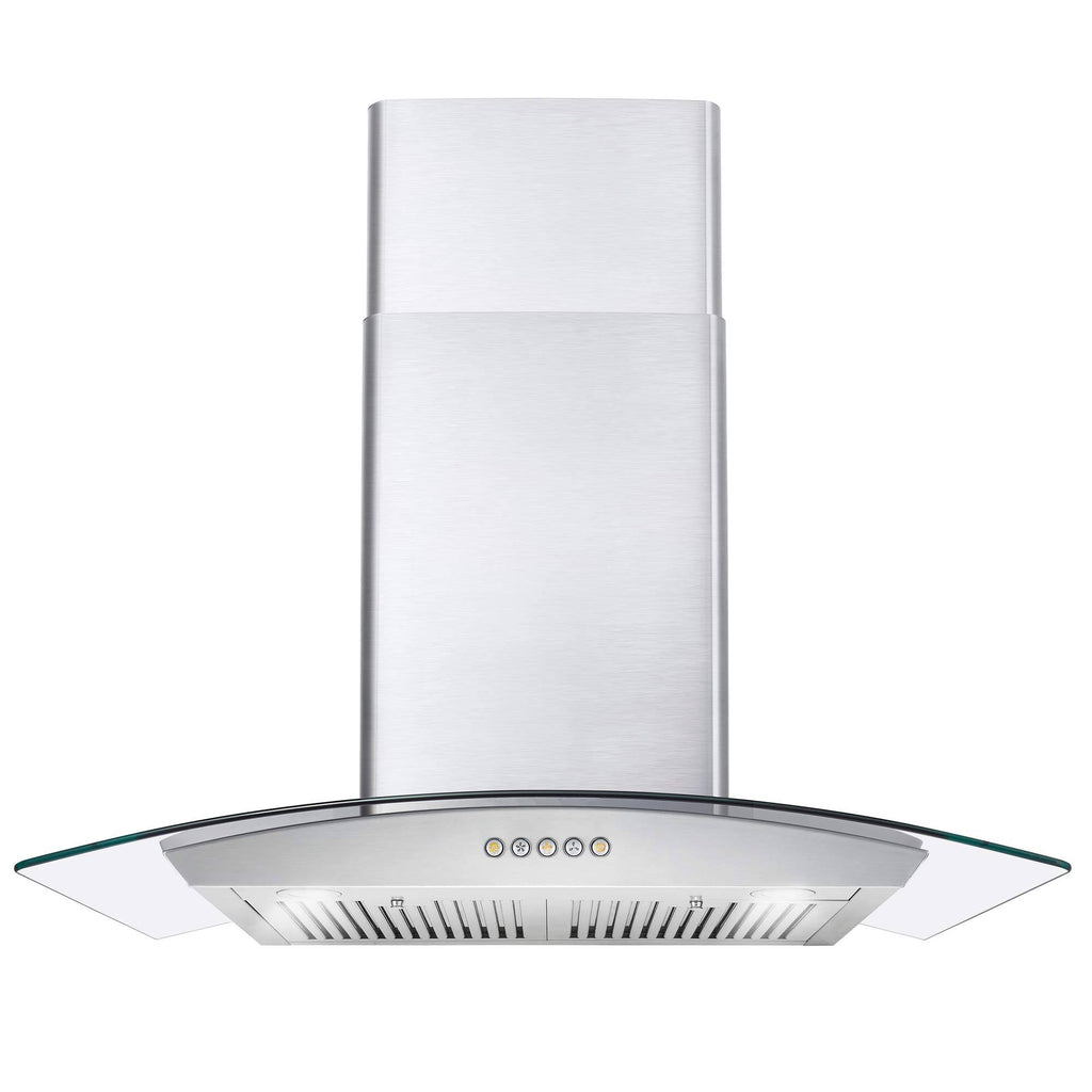 30x22 Wall Mount Range Hood with Glass, Stainless Steel I473