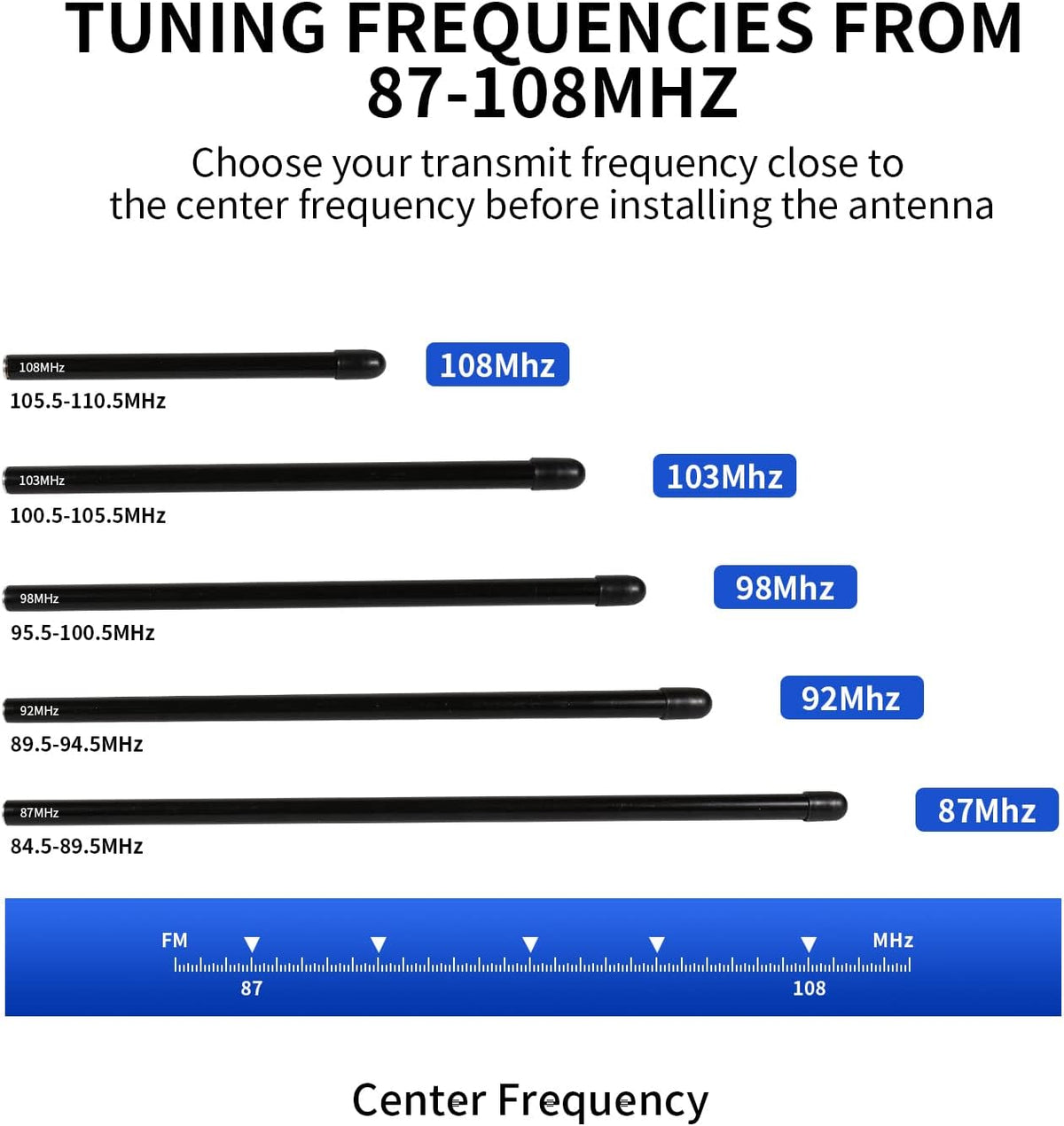 1/4 Wave Outdoor FM Broadcast Antenna with 8M Cable M412