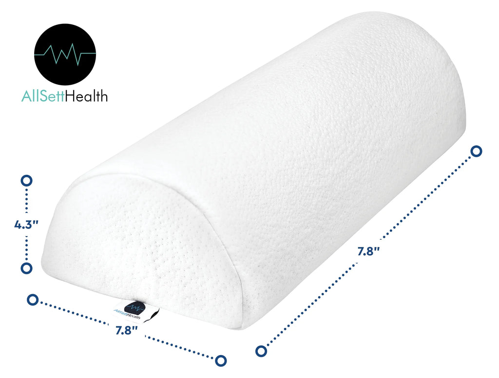 2 Pack XXL Half Moon Bolster Pillow with White Cotton Machine Washable Cover, Premium Memory Foam, 20.5" x 8" x 4.5" M63643