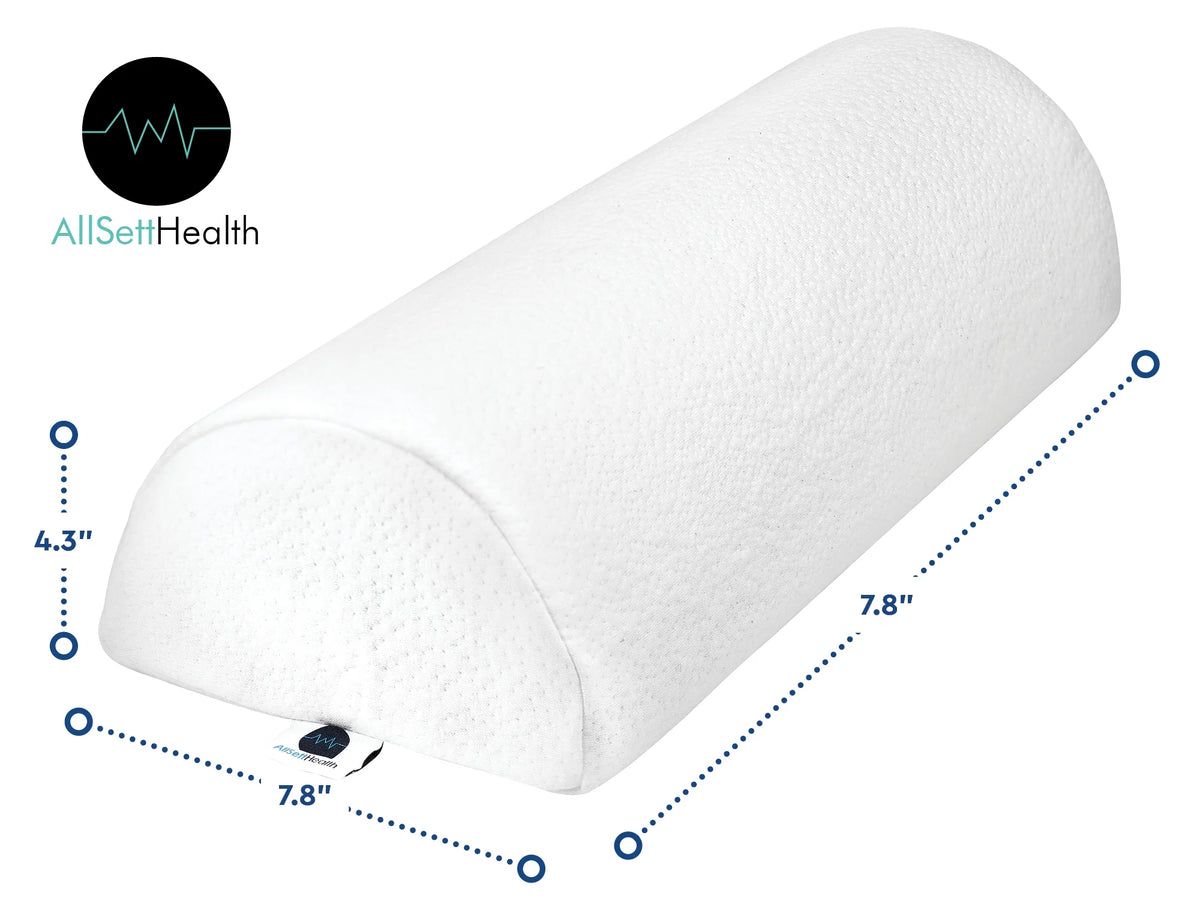 2 Pack XXL Half Moon Bolster Pillow with White Cotton Machine Washable Cover, Premium Memory Foam, 20.5" x 8" x 4.5" M63643