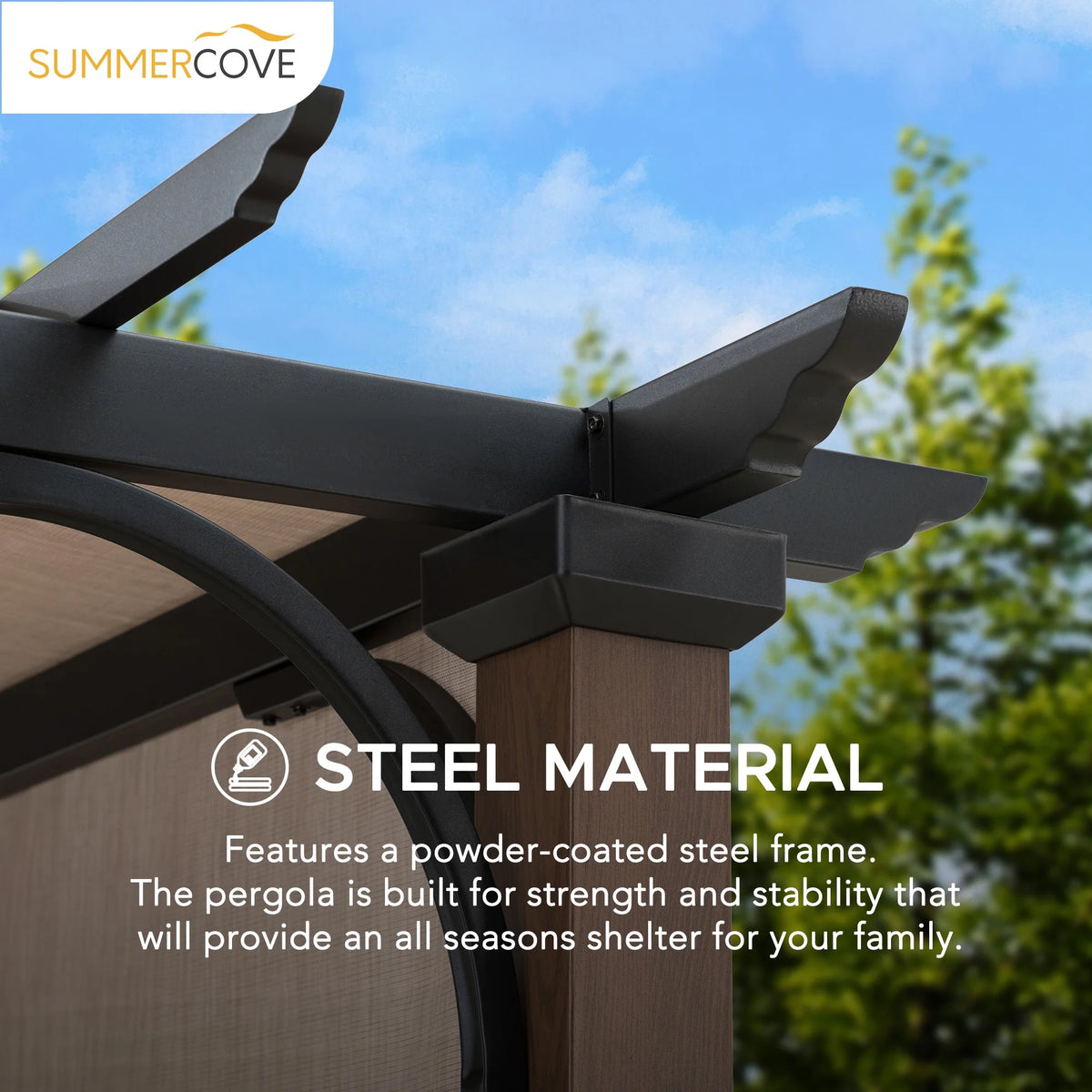 11 x 11 ft. Metal Pergola with Tan Adjustable Canopy A641131