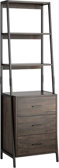 Rustic Brown 3 Tier Ladder Shelf with Fabric Drawers P77992