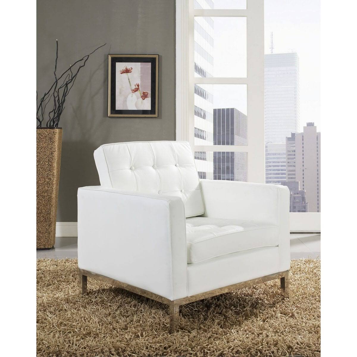 White Leather Armchair Q44948