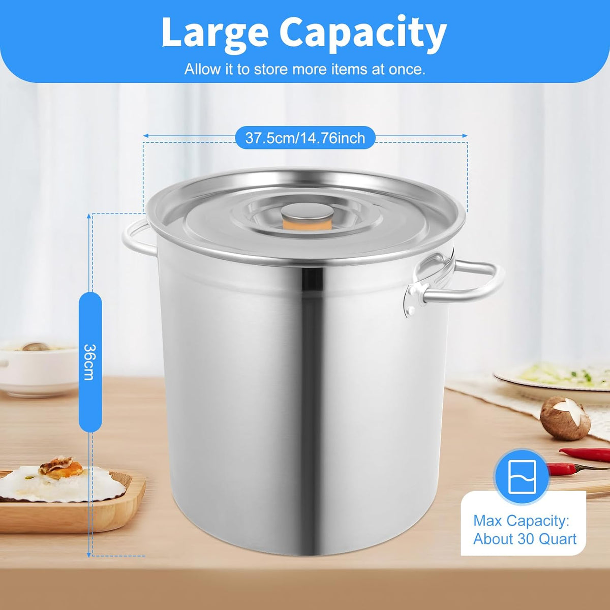 30 Quart 201 Stainless Steel Stockpot with Lid T4399