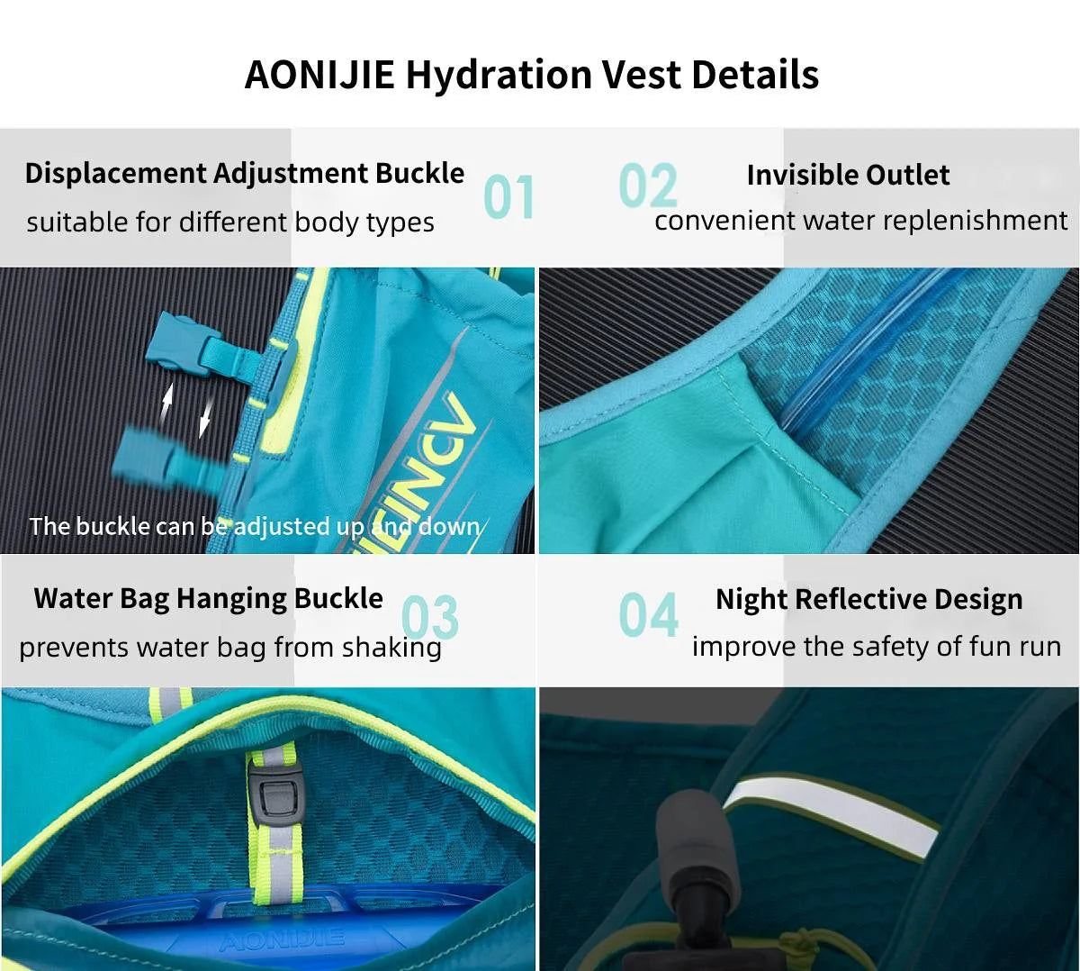 5L Lightweight Hydration Pack Running Vest Adjustable Buckle (Gray) Z4712