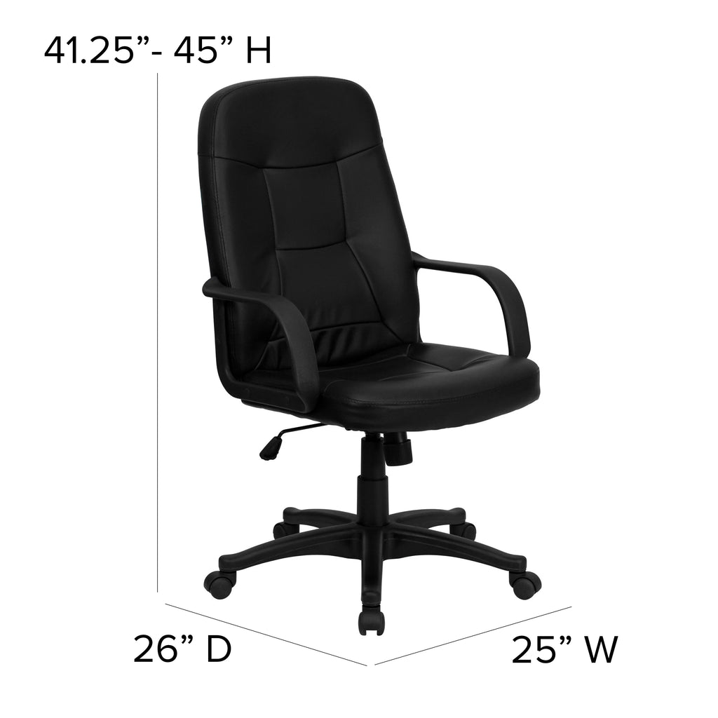 Black Glove Vinyl Executive Swivel Office Chair with Arms R517454