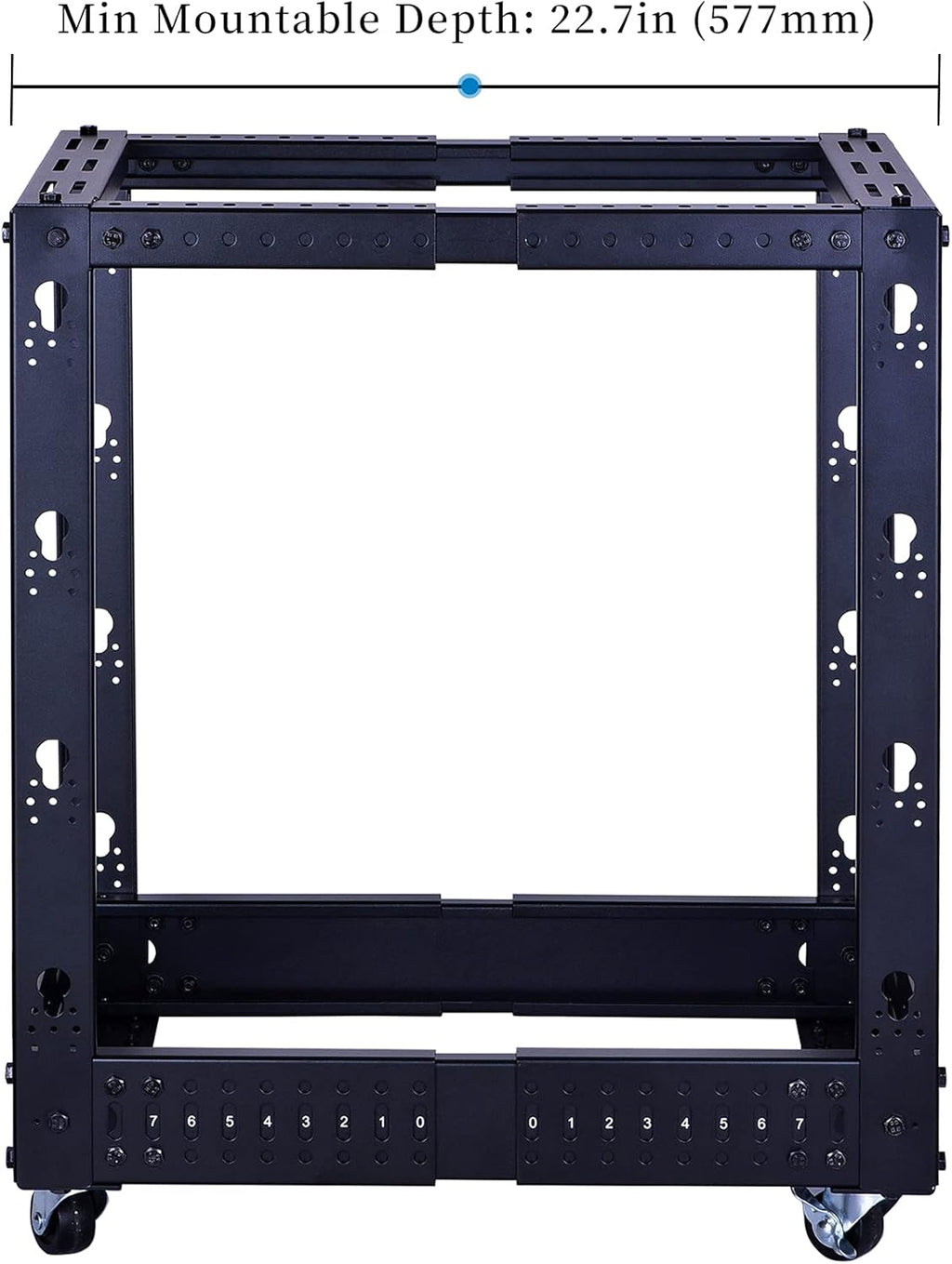 12U Open Frame Server Rack, Heavy Duty 4 Post Adjustable Depth with Casters A334