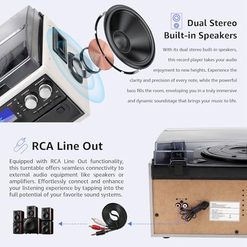 Black 9 in 1 Record Player Turntable with Bluetooth H7198
