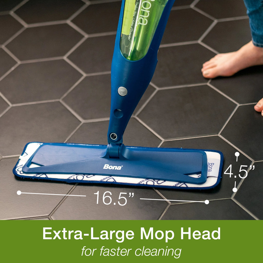 Floor Spray Mop with Reusable Microfiber Pad and Refillable Multi Surface Floor Cleaner Liquid G73194