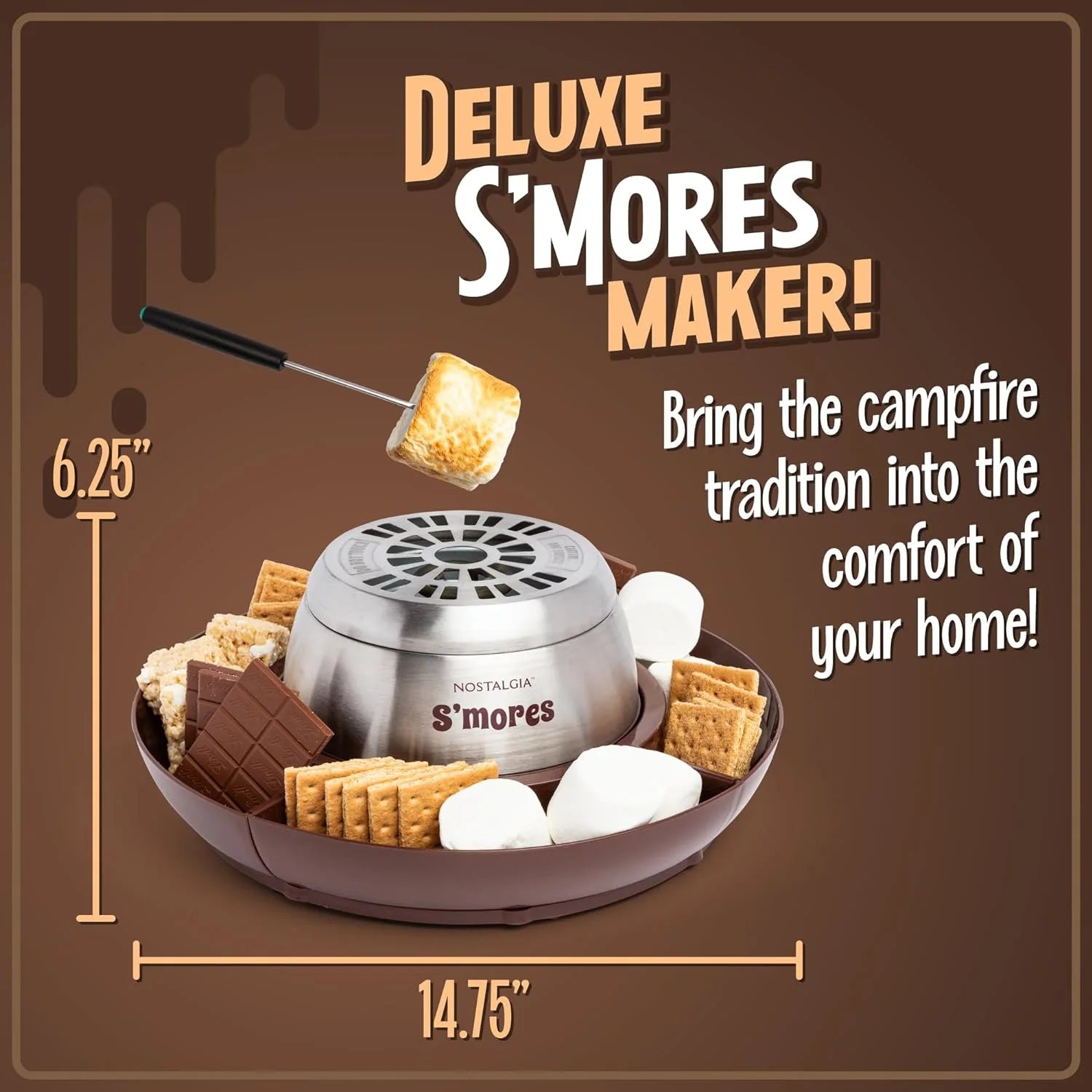 Brown Electric Smores Maker with 4 Roasting Forks Y820150