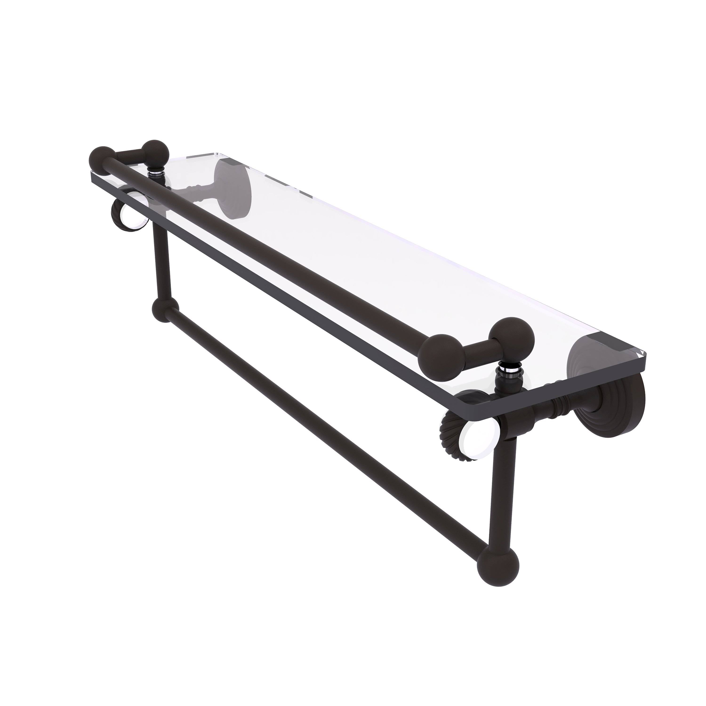 Oil Rubbed Bronze Glass Shelf with Gallery Rail and Towel Bar Z378