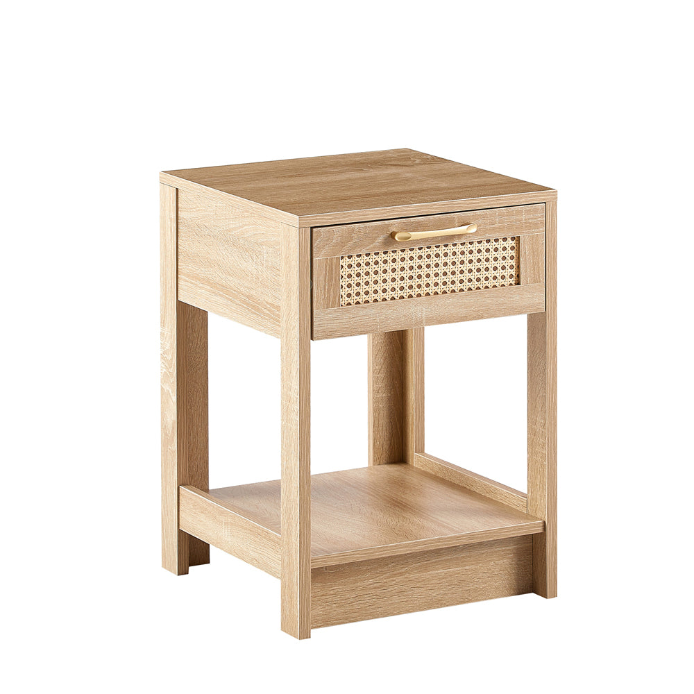 Rattan Nightstand with Drawer and Shelf N5537