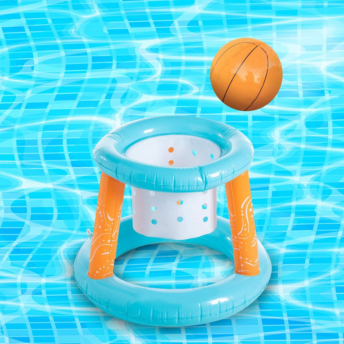 Inflatable Pool Float Set with Volleyball Net, Basketball, Balls R354707