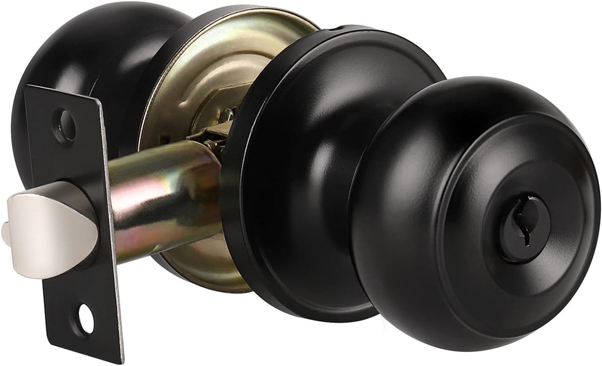 5 Pack Matte Black Entry Door Knob and Deadbolt Lock Set I863