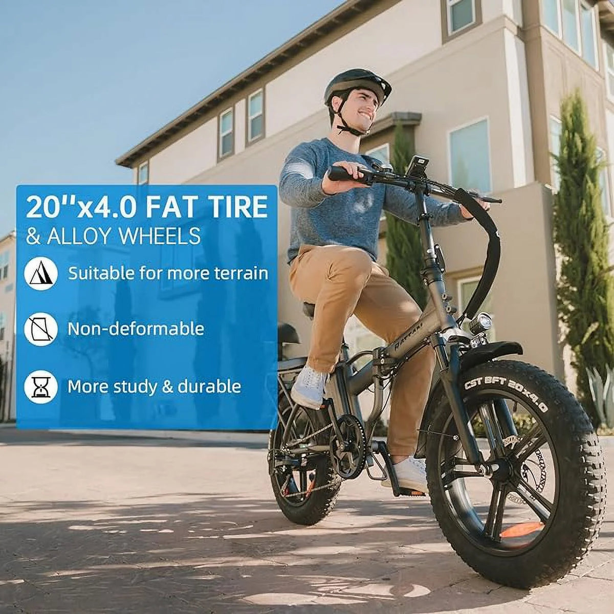 Rattan 750W Electric Bike 48V 13AH Removable Battery Foldable 20" x 4.0 Fat Tire Electric Bicycles P6210