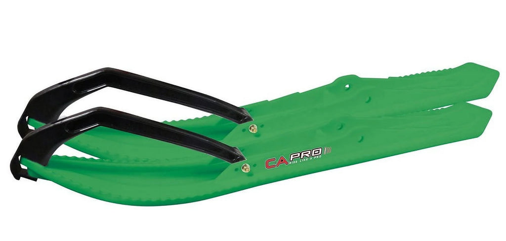 Green BX Snowmobile Skis with 10" Round Bars Complete Kit P7042