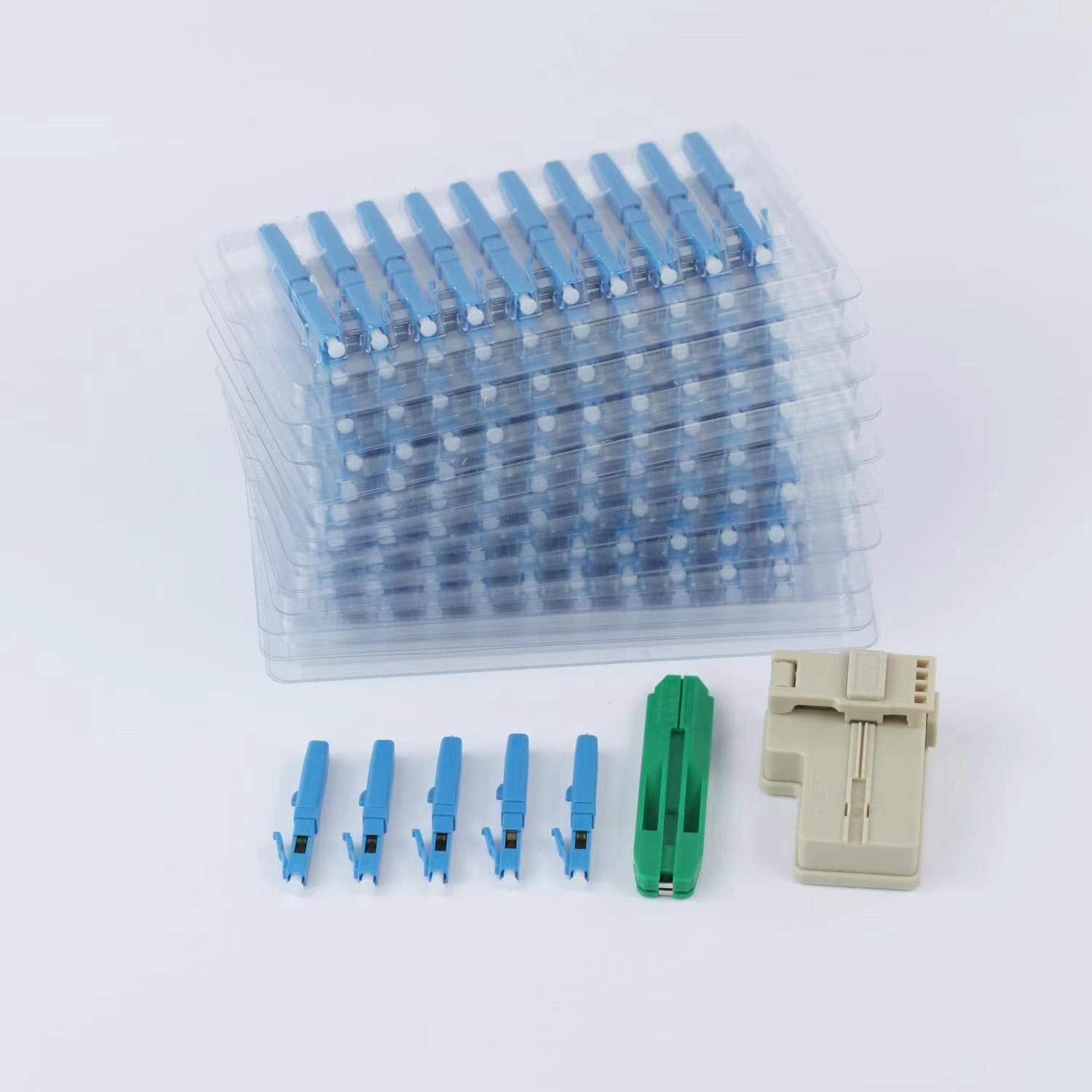 100pcs LC UPC Fiber Optic Quick Connector Single Mode 9/125 Fiber Mechanical Connectors V91244