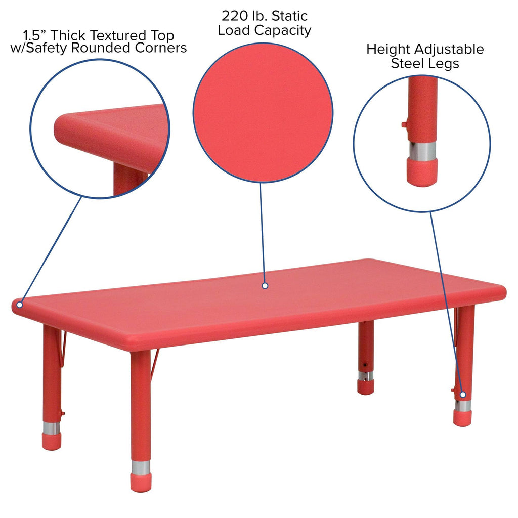 24x48 Red Plastic Height Adjustable Activity Table T2509