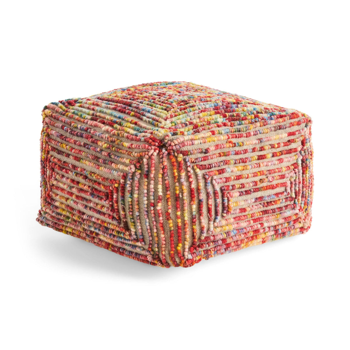 Boho Wool Ottoman Pouf V982693
