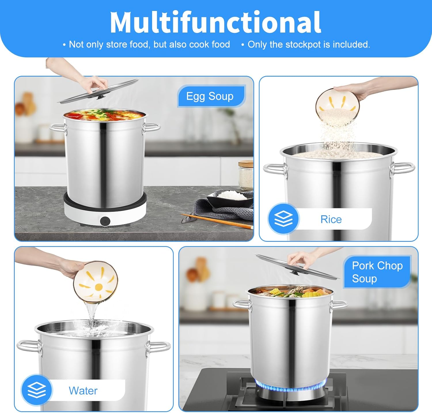 30 Quart 201 Stainless Steel Stockpot with Lid T4399