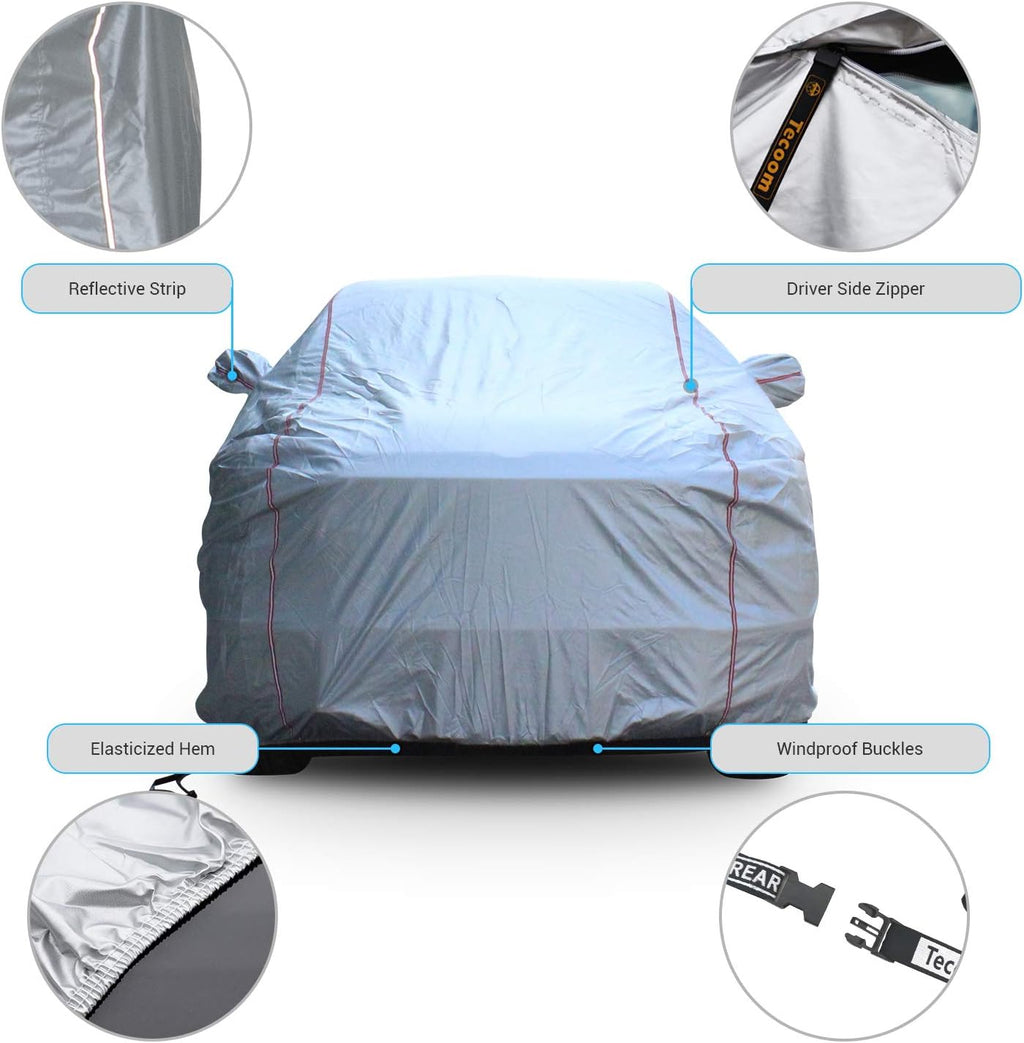 Hard Shell Truck Car Cover Waterproof UV-Proof Windproof Zipper Design with Straps Buckle Full Size Truck Length Up to 212" Pack of 2 E858