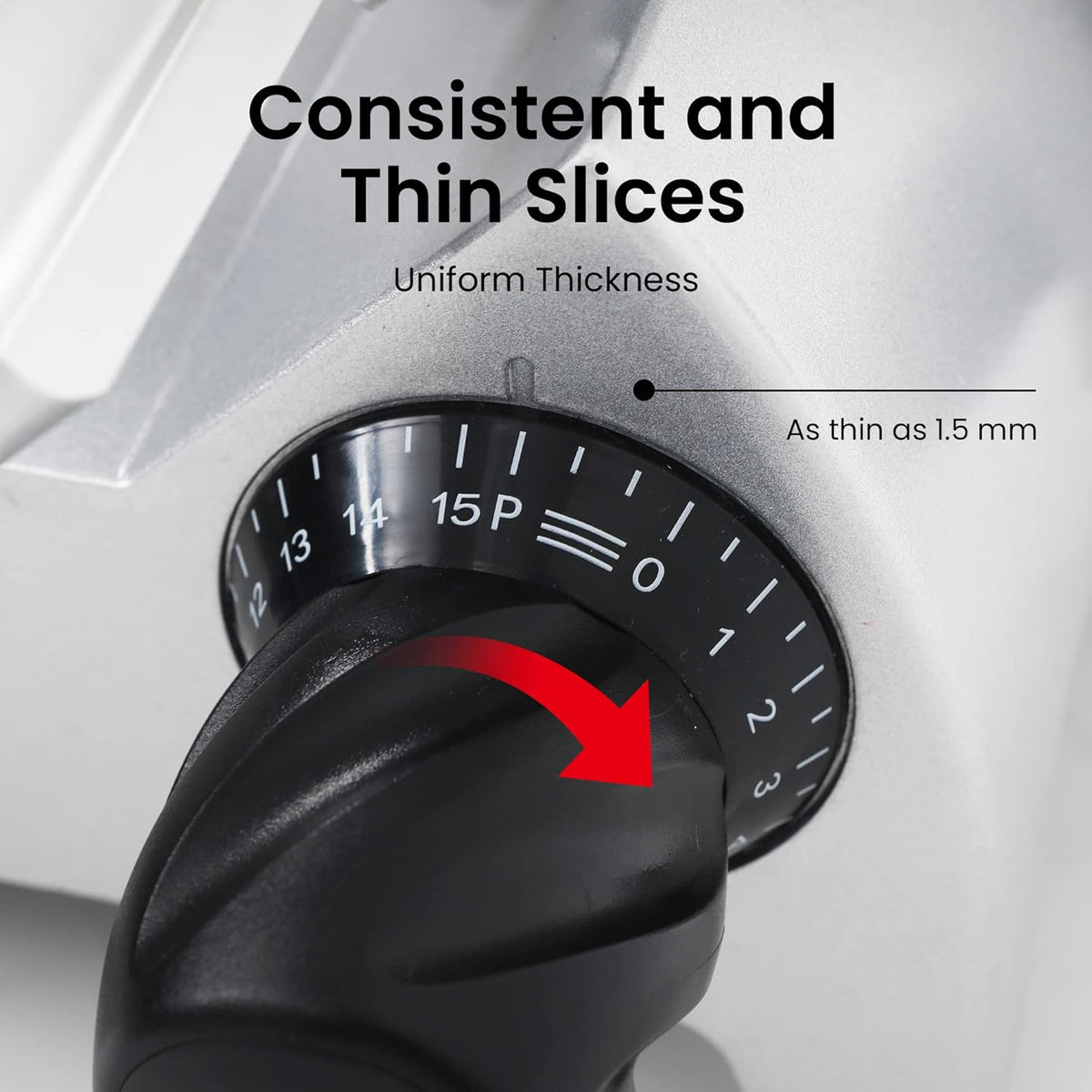 Electric Meat Slicer with 8 Carbon Steel Blade, 0.5mm to 15mm Adjustable Slicing Thickness Y465963