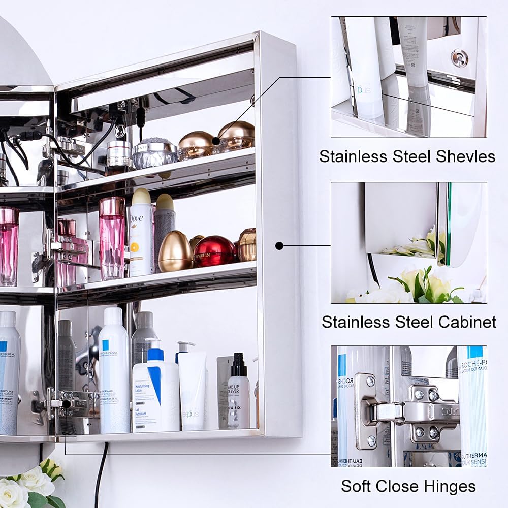 Oval Lighted Medicine Cabinet with Mirror C769