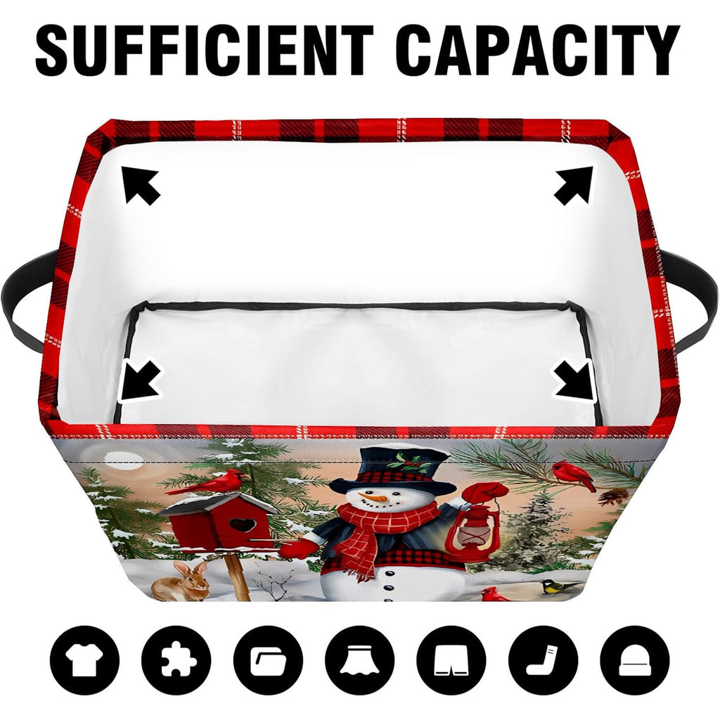 Christmas Snowman Fabric Storage Baskets with Handles, 2 count L4432