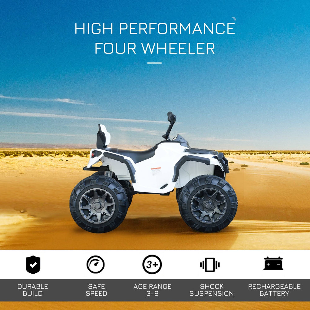 White Kids Ride-On ATV Car with Working Headlights V275757