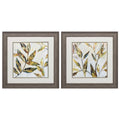 Distressed Wood Toned Frame Gilded Leaves (Set of 2) E55284
