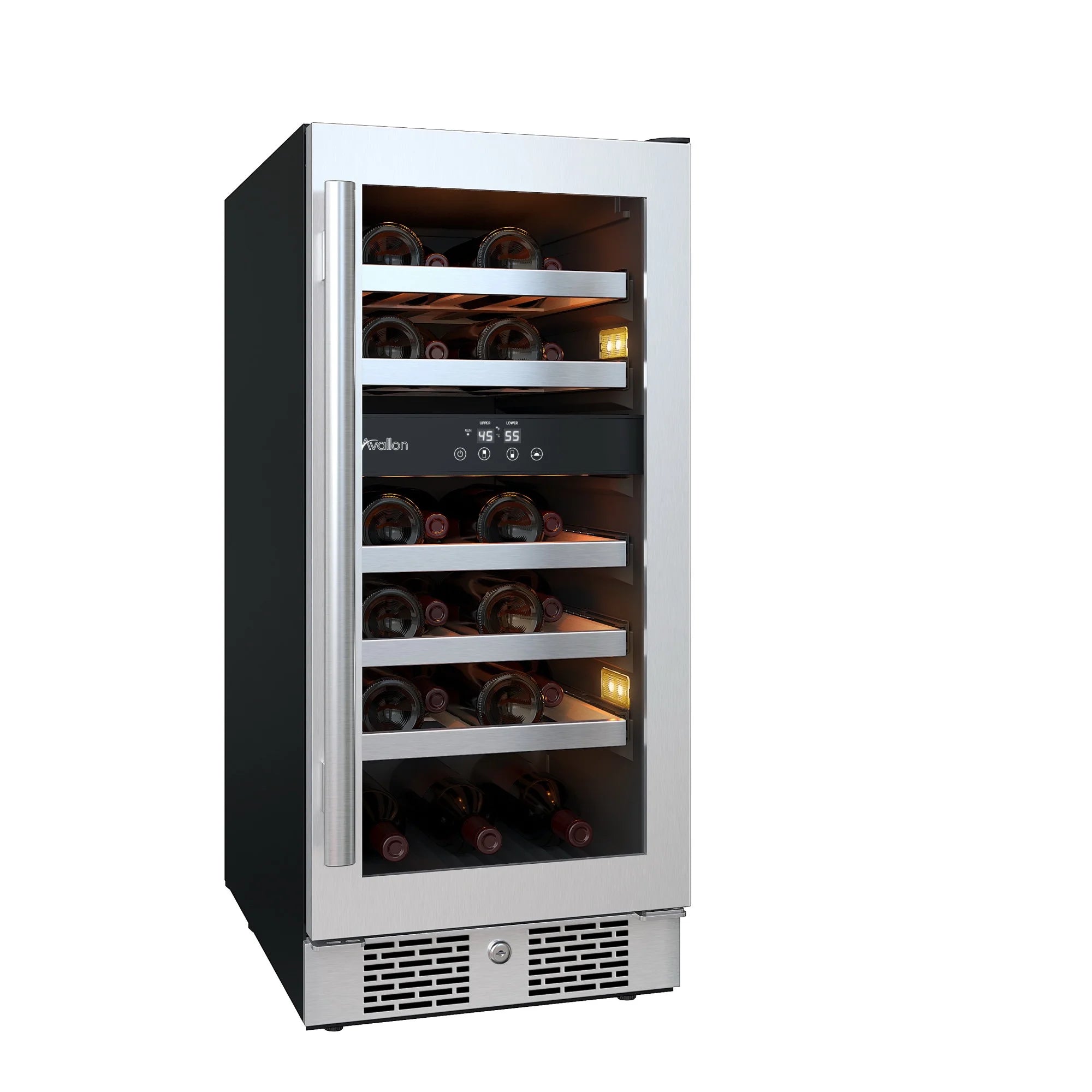 15" Wide 23 Bottle Dual Zone Stainless Steel Wine Cooler O37513