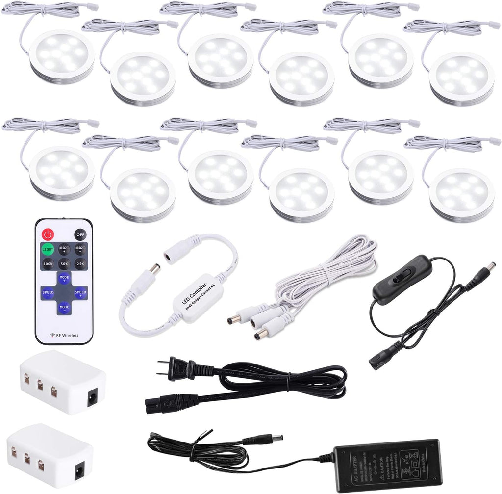 12 Kit Warm White LED Under Cabinet Lighting Kit with Wireless Remote Control W58714