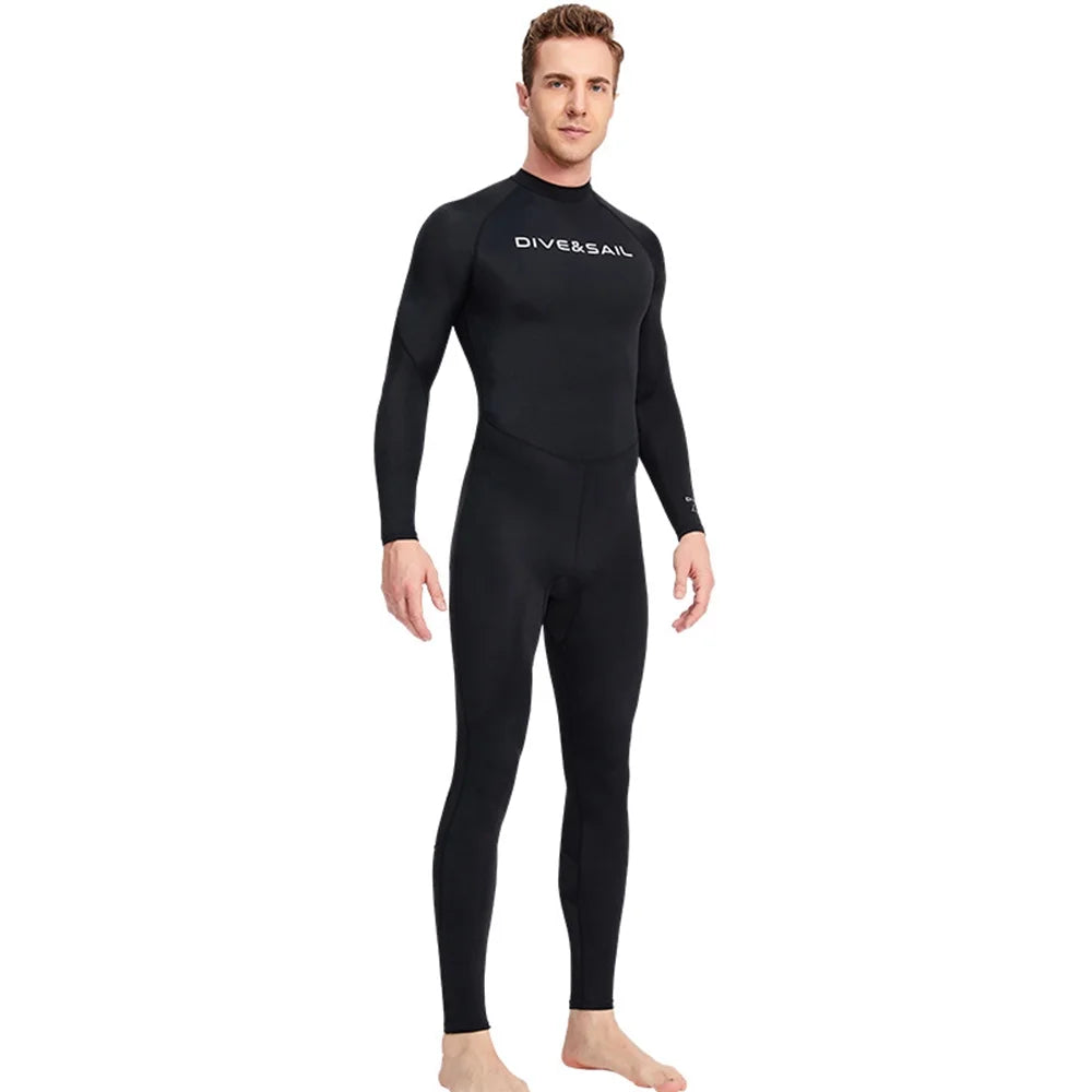 Men One Piece Swimsuit with Back Zipper Quick Dry Long Sleeve Surf Suit C2532