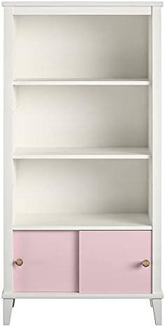 2 Piece Kids Bedroom Set with Bookcase and Desk in White and Pink R254