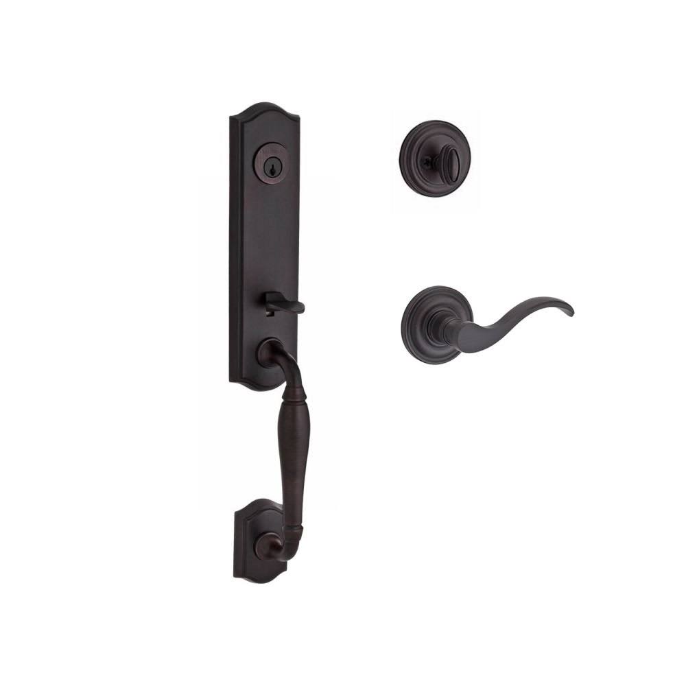 Venetia Single Cylinder Handleset Left Hand Curve Lever Traditional Round Rose C462