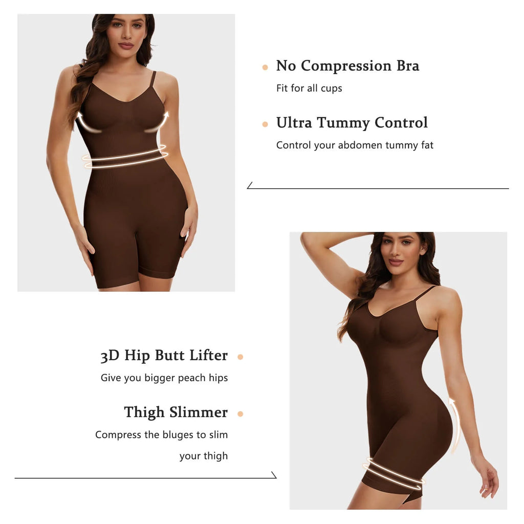 3 Packs Low Back Mid Thigh Bodysuit Shapewear W6051