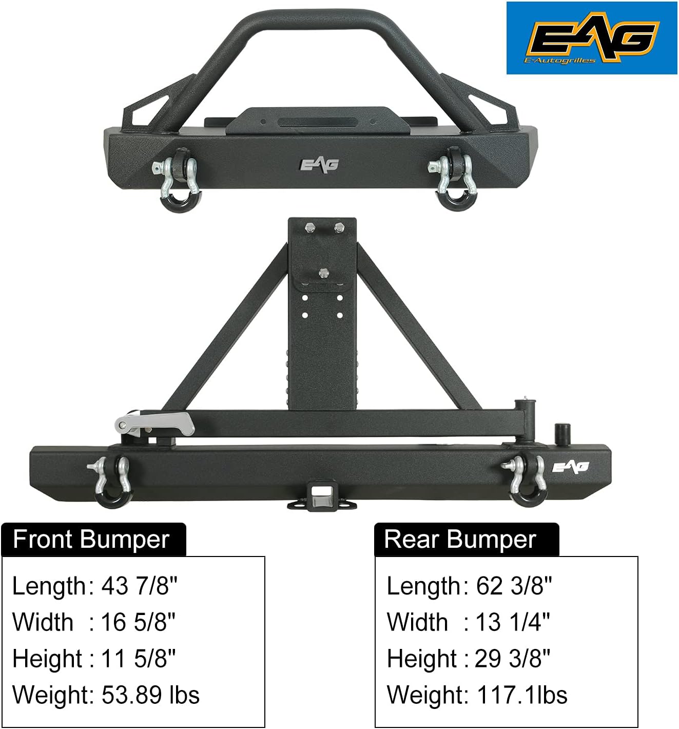 Front Winch Bumper and Rear Bumper with Assembled Tire Carrier I38098