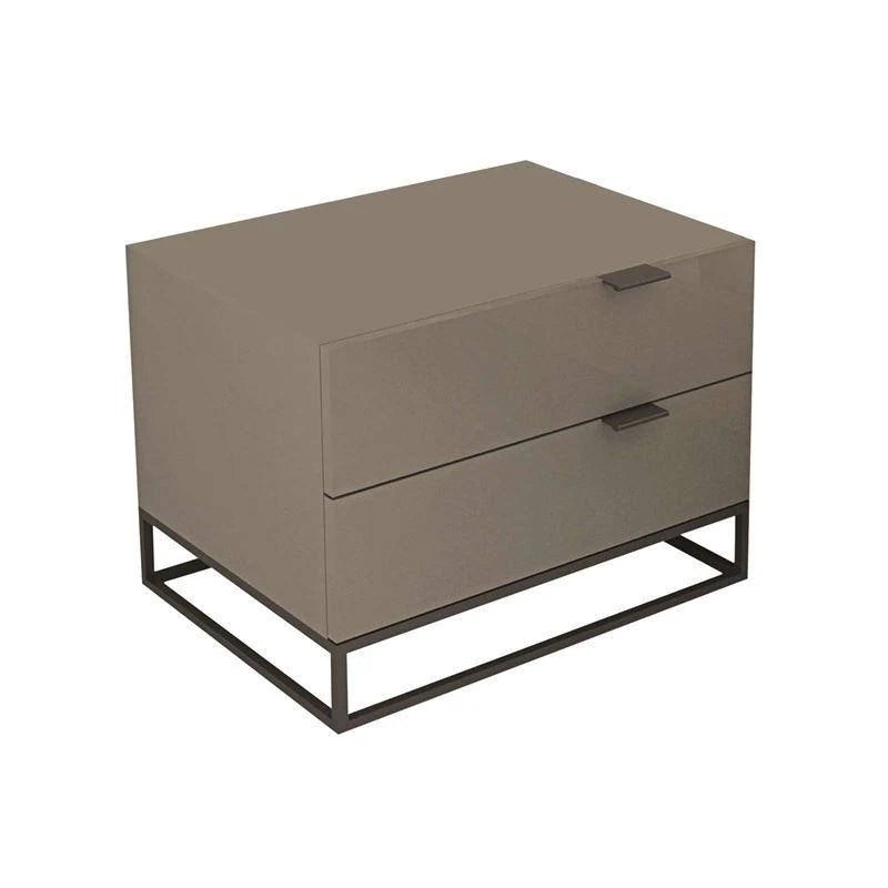 High Gloss Light Gray Lacquer Nightstand / End Table L557555