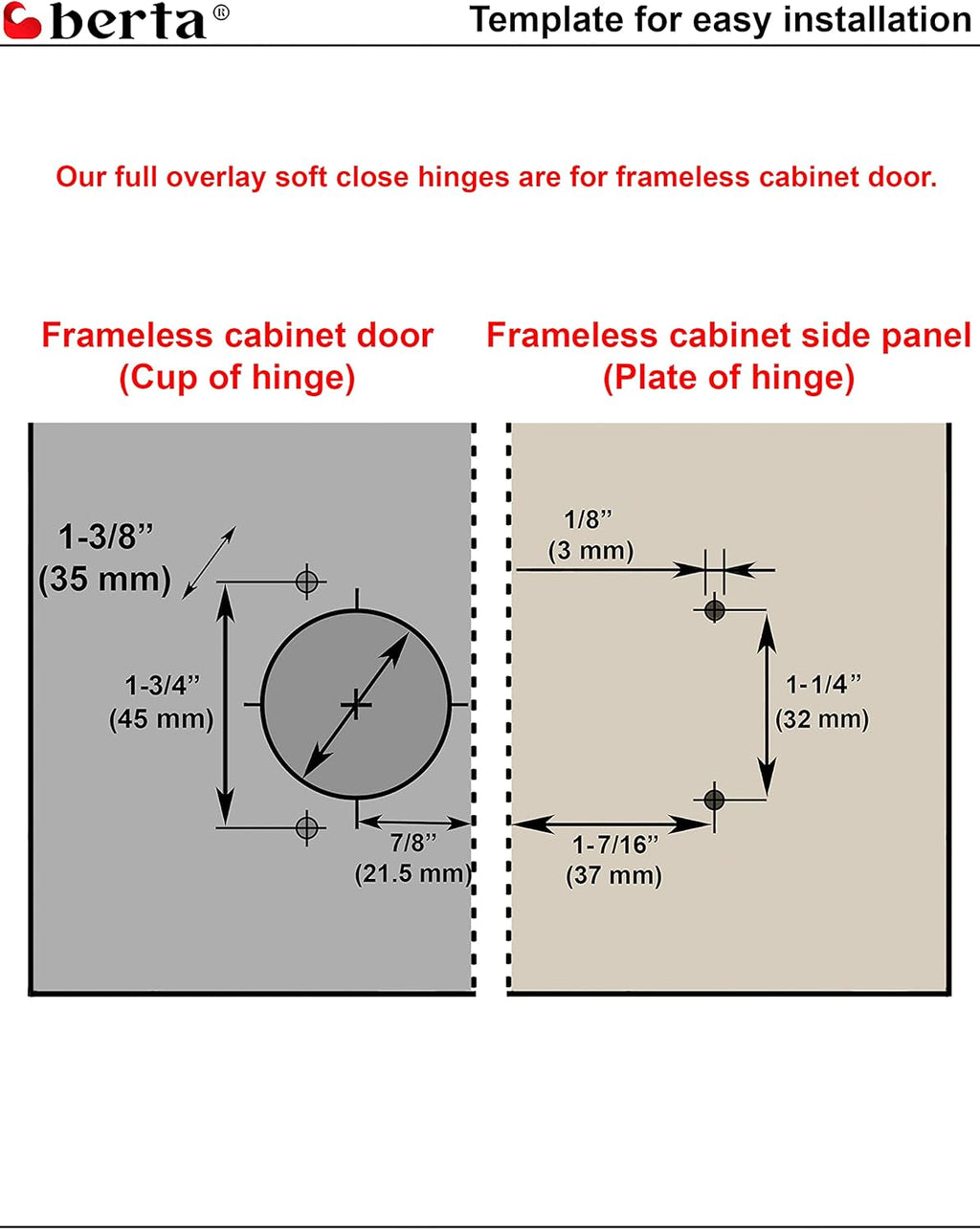 25 Pieces Full Overlay Frameless Soft Closing European Hinges with Screws X466747