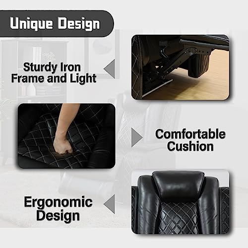 Black 6 Seat Power Reclining Sectional Sofa with LED Light Z3715