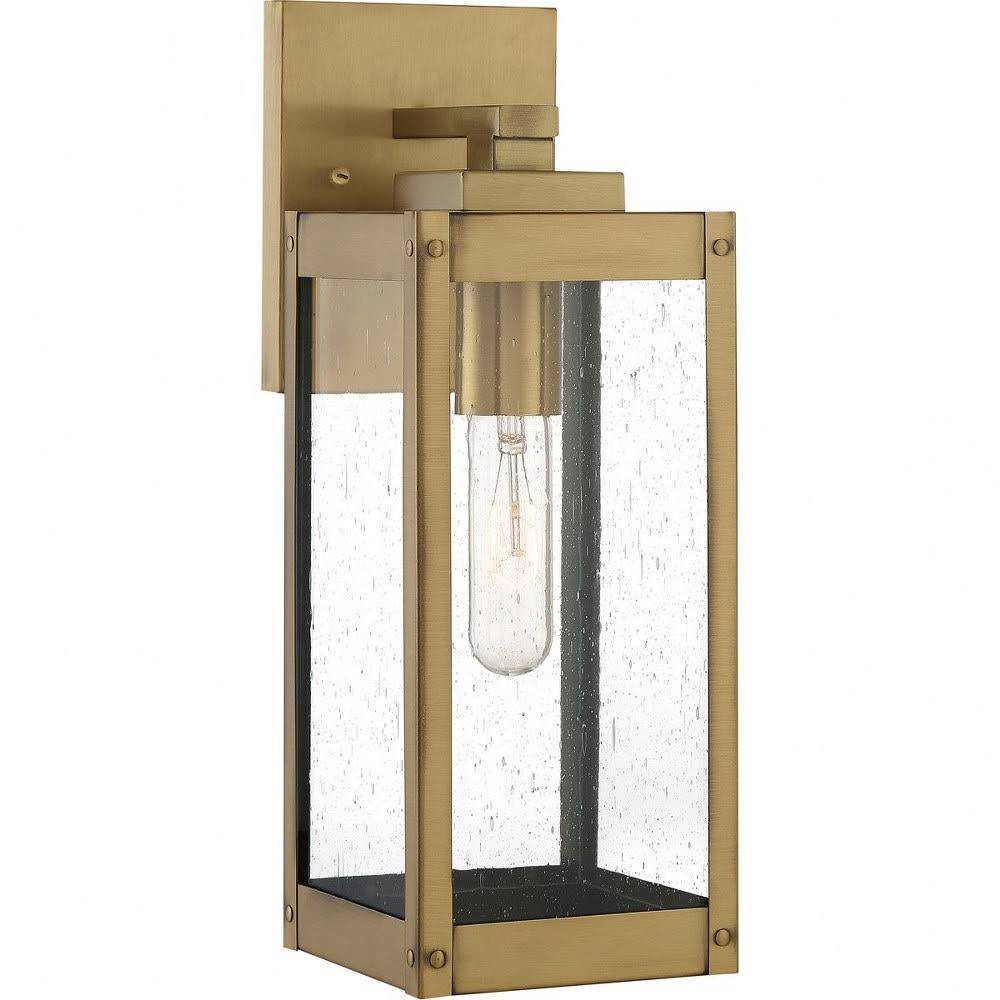 14.25 inch Outdoor Wall Lantern Antique Brass Finish with Clear Seedy Glass M687205