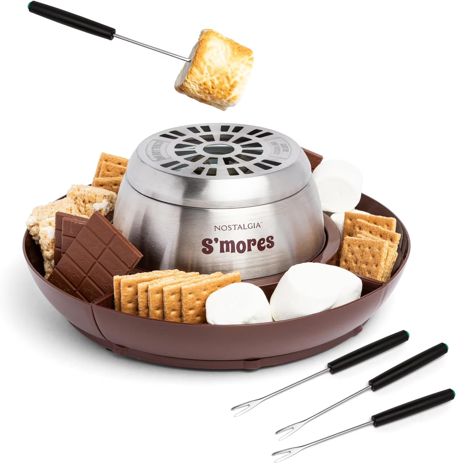 Brown Electric Smores Maker with 4 Roasting Forks Y820150