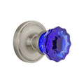 Crystal Cobalt Glass Door Knob in Satin Nickel N756