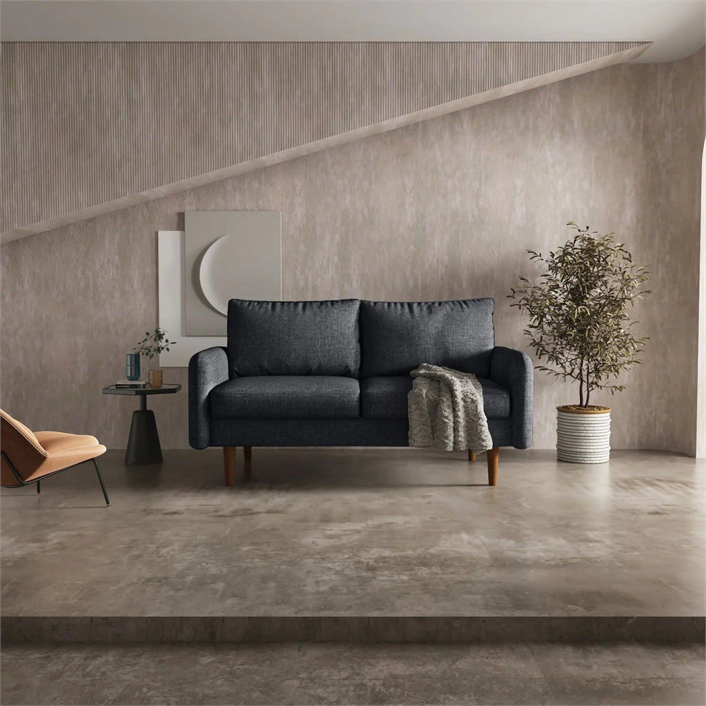 Black Fabric Standard Loveseat W8773